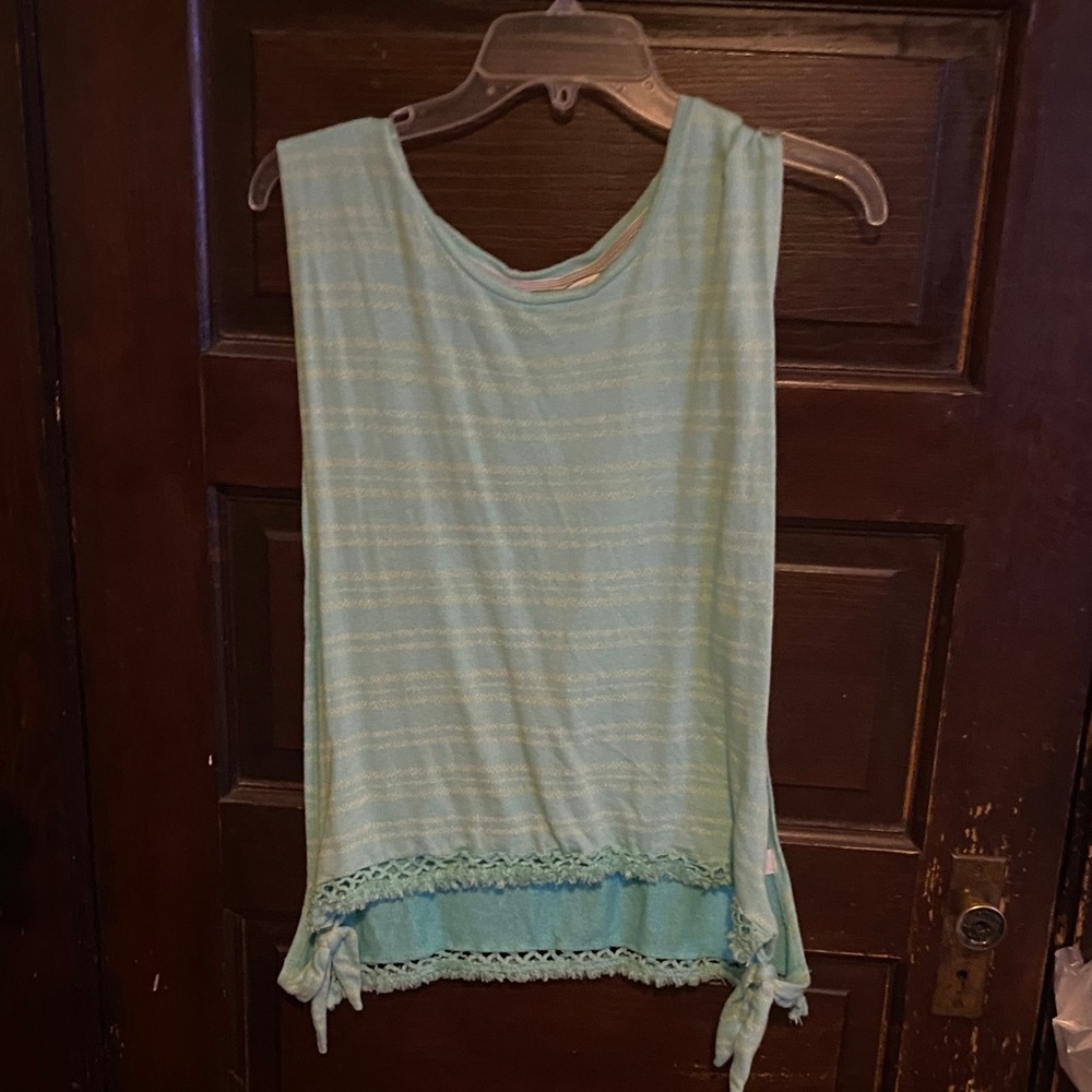 Victoria's Secret Light Green Tank Top with Lace Hem